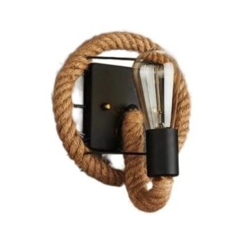APLIQUE DECORATIVO DE SOGA REDONDA PEGADA A BASE NEGRA D20CM*23CM E27 COD.2811