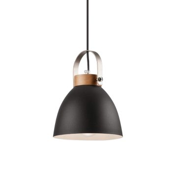 LÁMPARA DECORATIVA COLGAR NEGRA TIPO CAMPANA TOPE DE MADERA E27 14CM*10.5CM COD.3625