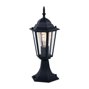 LÁMPARA DE MURO TIPO FAROL NEGRO Y CRISTAL TRANSPARENTE E27 17CM*45Cm COD.3261