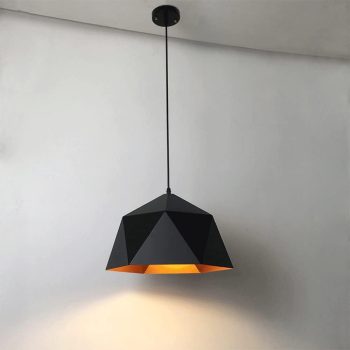 LÁMPARA DECORATIVA TIPO CAMPANA GEOMETRICA NEGRA E27 D35CM COD.4802