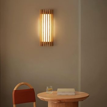 APLIQUE DECORATIVO SEMI CIRCULAR LARGO DE MADERA E27 15*H40CM Cod.4795