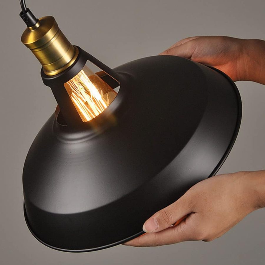 LÁMPARA DECORATIVA TIPO CAMPANA NEGRA E27 D30CM Cod.4798