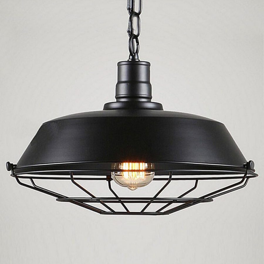 LÁMPARA DECORATIVA TIPO CAMPANA NEGRA CON REJILLA E27 D36 COD. 4807