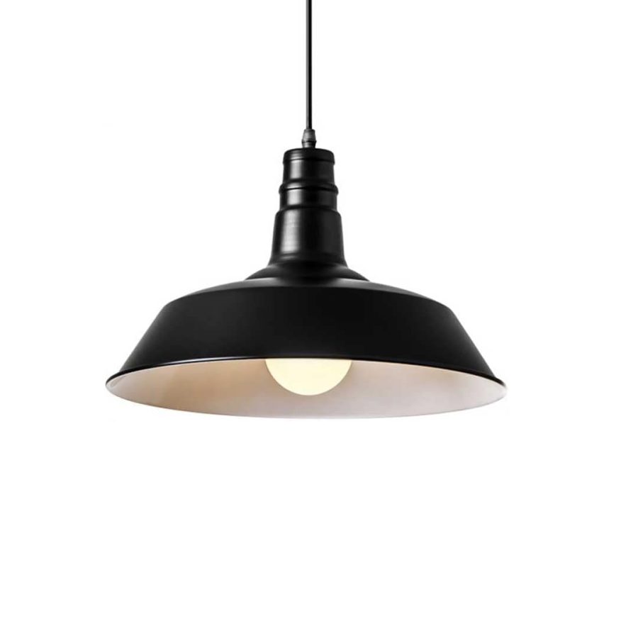 LÁMPARA DECORATIVA PLATO ANCHO NEGRO E27 D36*H25CM COD.4804